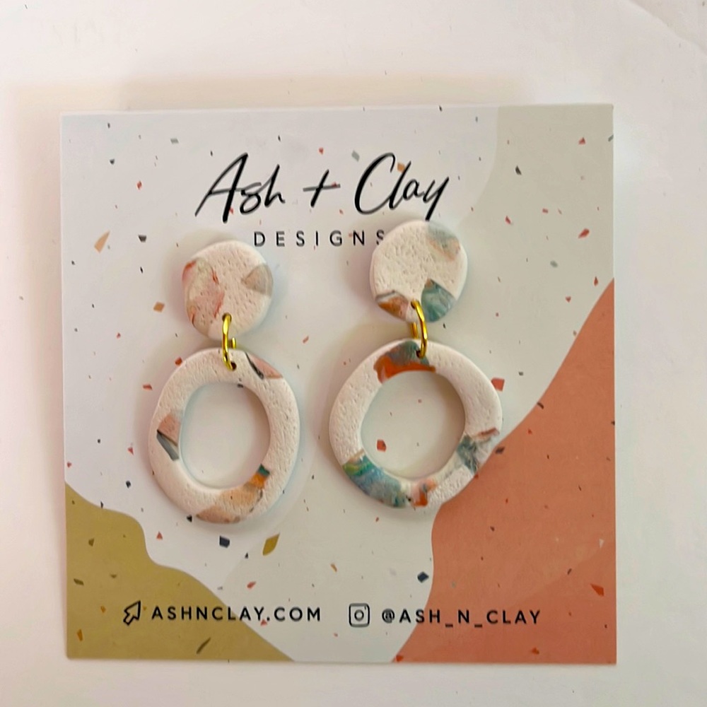 Ash + Clay Designs Earrings Dangle Hoops Handmade NWT OOAK